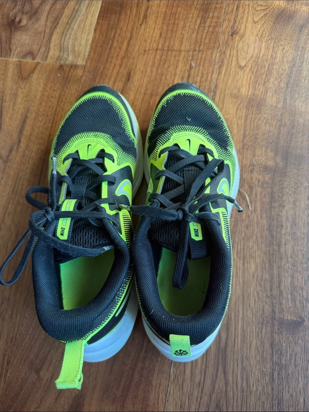 Nike Kids Black and Neon Yellow Athletic Sneakers